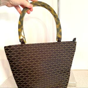 Unique Lucite top handles purse fabric zipper top cruise resort tote bag